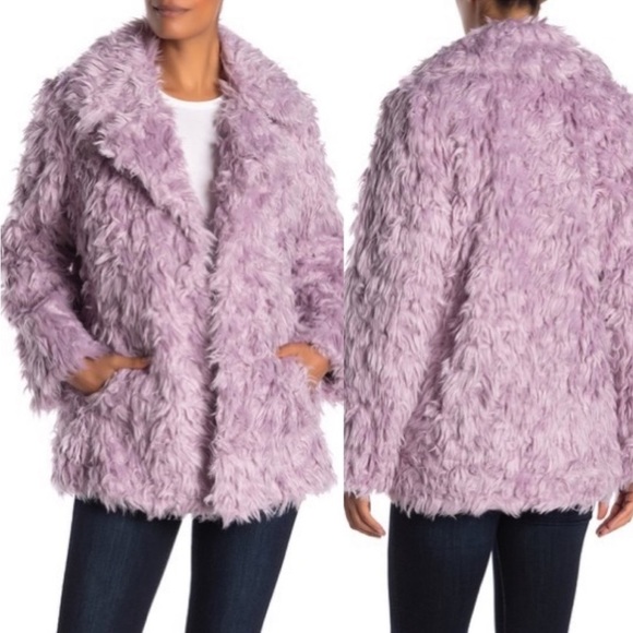 AVEC LES FILLES Notch Collar Fur Jacket size Large - Picture 9 of 9